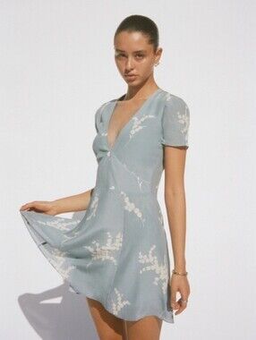 Realisation Par Luella Mini Dress Blue Floral 100% Silk XXS